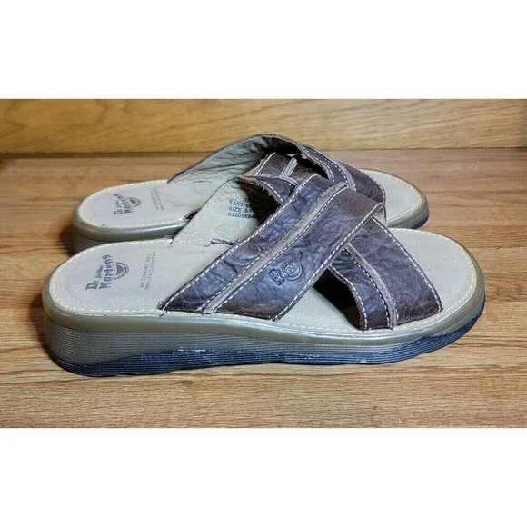 Dr Marten Leather Criss Cross Sandals Slides Dr. Martens Unisex Leather Criss Cross Slip On Slide Sandals  main image 4
